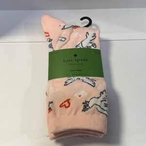 Kate Spade New York Crew Socks 3-Pack Blush Red Heart Print NWT